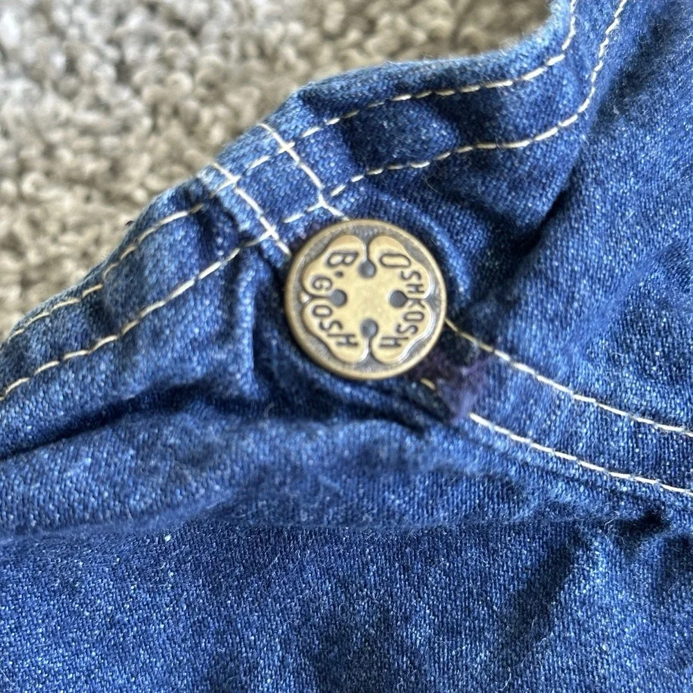 Vintage OshKosh Bgosh Denim Jumper‎ Dress Girls 2T USA Made Dark Wash Overalls